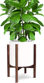 Honest Mid Century Modern Wood Indoor Plant Stand,(Plant and Pot NOT Included) Rustic Wood Flower Pot Holder (Fits Pots:8"-10",Dark Brown)