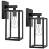 Outdoor Wall Sconce, Exterior Waterproof Wall Lantern Light Fixtures, Black Porch Lights with Toughened Glass Shade, Anti-Rust E26 Socket Front Door Wall Mount Lighting, 2 Pack - MAXvolador