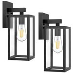 Outdoor Wall Sconce, Exterior Waterproof Wall Lantern Light Fixtures, Black Porch Lights with Toughened Glass Shade, Anti-Rust E26 Socket Front Door Wall Mount Lighting, 2 Pack - MAXvolador