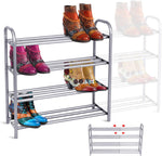 GEMITTO Shoe Rack Organizer for Closet Entryway, 4 Tiers Adjustable Heavy Duty Metal Shoe Storage Shelf, Large Enough for 20+ Pairs of Shoes (23.6"~41.7"x8.9"x24.2")(Silver)