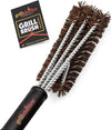 Grillaholics Essentials Grill Brush Palmyra - Natural Palmyra Bristle Brushes Clean Between The Grates and Season Your Grill - Lifetime Manufacturers Warranty