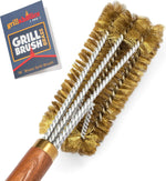 Grillaholics Pro Brass Grill Brush - Softer Brass Bristle Wire Grill Brush for Safely Cleaning Porcelain and Ceramic Grates - Lifetime Manufacturer's Warranty