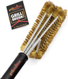 Grillaholics Brass Grill Brush – Safe BBQ Brush for Outdoor Cooking – Heavy-Duty Soft Bristle Grill Cleaning Tool for Porcelain & Ceramic Grates