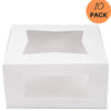 Cake Boxes 10 x 10 x 5 inch with Window | High Strength White Boxes 10 Pack | White Bakery Boxes, Disposable Cake Containers, Dessert Boxes (White Box, 10x10x5 inch (10 Pack)) by HAPPY YAK