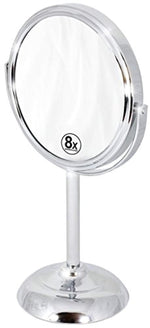 Decobros 6-inch Tabletop Two-Sided Swivel Vanity Mirror with 8x Magnification, 11-inch Height, Chrome Finish