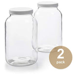 2 Pack - 1 Gallon Glass Jar w/Plastic Airtight Lid, Muslin Cloth, Rubber Band - Made in USA, Wide Mouth - BPA Free - Kombucha, Kimchi, Kefir, Canning, Sun Tea, Fermentation, Food Storage