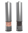 Electric Salt and Pepper Grinder Set | Battery Operated | Electronic Pepper Shakers (2) | Adjustable Coarseness Level | One Handed Use | Stainless Steel Mills | Automatic LED Light | Ma Maison Co