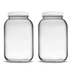 Teikis 2 Pack Wide-Mouth 1 Gallon Glass Jar with 4" Opening Lid Air Tight and Leak Proof - USDA Approved for Fermenting Kombucha, Kefir, Storing and Canning - Dishwasher Safe