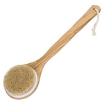 VAMIX 100% All Natural Boar Bristle Bath Dry Body Brush-Exfoliating Body Massager with Long Wooden Handle for Dry Brushing and Shower
