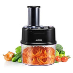 Spiralizer Aicok Electric Spiralizer Spiral Slicer with 120 Watt Motor and 2 Stainless Steel Blades for Spiral Cutting Vegetables Noodle Maker Zucchini, Carrots, Cucumbers, Potatoes and More, 1.5 L