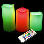 Flameless Color Changing Candles (3 candles that mimics a real candles) with Remote Control & Timer (Made With Real Wax!)