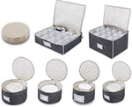 Woffit Luxurious Quilted “Complete Dinnerware Storage Set” #1 Best Protection for Storing or Transporting Fine China Dishes, Coffee Tea Cups, Wine Glasses – Includes 8 Protectors for all Plate Sizes