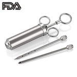 Zanmini Meat Injector Seasoning Syringe,Stainless Steel Flavor Injector 60ml/2oz Marinade Flavour Food Syringe Kit with 2 Professional Marinade Needles for Pork Beef Chicken Marinade Brine BBQ Tools