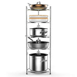 Pot and Pan Organizer, Lifinity 5-Tier Pot Rack Heavy Duty Cookware Stand for Kitchen Organization and Storage Free-Standing Kitchen Organizer for Pot and Pan, Stainless Steel (38.6''Tall)