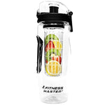 Fitness Master Fruit Infuser Water Bottle (32 Ounce) - BPA Free Plastic, Leak Proof, Lockable Lid and Rubber Grips on Infusion Bottles