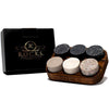 Whiskey Chilling Stones - Set of 6 Handcrafted Premium Granite Round Sipping Rocks - Hardwood Presentation & Storage Tray - Perfect Gift by R.O.C.K.S. by ROCKS WHISKEY CHILLING STONES