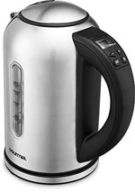 Gourmia GDK260 Digital Electric Kettle -Rotates 360° -Cordless - Variable Temperature Control & Display Handle - Fast Boil - Clear Water Gauge -Keep Warm Setting -1.7L -1500W - Stainless Steel