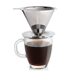 Ruzels Stainless Steel Pour Over Coffee Dripper with Reusable Double Layer Micro Mesh Filter