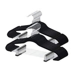 YIKALU Clothes Hangers with Clips 20 Pack Velvet Hangers Non Slip Hangers Premium Ultra Thin Pants Hangers Skirt Hangers with Swivel Hooks for Closet(Black)