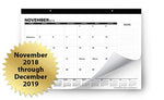 2019 Desk Calendar or Large Wall Calendar 11" x 17" (Use Monthly from November 2018 to December 2019) - Medium Sized Desk Pad for Office - by Royal Mountain Print Co.