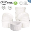 Accguan Set of 8 PCS 6 oz Round Porcelain Oven Safe Ramekin Dessert Souffle Baking Dish(3.5 INCHES) (White)