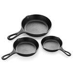 Simple Chef Cast Iron Skillet 3-Piece Set - Best Heavy-Duty Professional Restaurant Chef Quality Pre-Seasoned Pan Cookware Set - 10", 8", 6" Pans - Great For Frying, Saute, Cooking, Pizza & More,Black