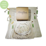 Reusable Produce Bags for Grocery Shopping - (7) Zero Waste Washable Cotton Bulk Food & Mesh Produce Bags w/Drawstring