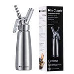 Whipped Cream Dispenser Stainless Steel - Professional Whipped Cream Maker - Gourmet Cream Whipper - Large 500ml / 1 Pint Capacity Canister - Includes 3 Culinary Decorating Nozzles by OTIS CLASSIC