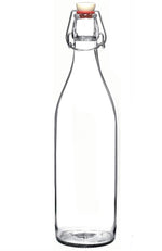 Seacoast Clear Glass Bottle with Swing Top Stopper, 33.75 Oz Round Pack of 4