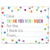 Fill in the Blank Thank You Notes for Kids - Confetti Polka Dot Flat Card and Envelopes - 4.25 X 5.5 Inches - Pack of 15