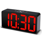 DreamSky Compact Digital Alarm Clock with USB Port for Charging, Adjustable Brightness Dimmer, Bold Digit Display, 12/24Hr, Snooze, Adjustable Alarm Volume, Small Desk Bedroom Bedside Clocks.