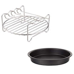 Air Fryer Accessories, 6" Pizza Pan, Multi-Purpose Rack with Skewers, Set of 2