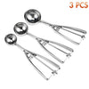 3 Stainless Steel Ice Cream Scoops with Trigger, Melon Baller Set for Fruits, Vegetable, Meat, Cake, Large, Medium, Small Size (3 packs)