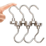 Maskeny [Bonus 6 Pack] XL Super Strong Large Neodymium Magnetic Hook for Storage and Organization Each Heavy Duty Hook Holds 40Lb Free 6 Buffer Pads - Indoor/Outdoor Multi Purpose Hanging Hooks