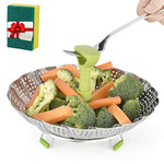Stainless Steel Vegetable/Veggie Steamer Basket For Instant Cooking Pot With Handle And Legs, Foldable Food Container For Fish, Oyster, Crab, Seafood, Dumpling (5.1 Inch To 9 Inch, Dishwasher Safe)