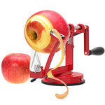 Vremi Apple Peeler Corer Slicer Machine with Vacuum Suction Base - Cast Iron Rotating Spiralizer Apple Peeler for Countertop with Stainless Steel Blades for Apples Fruit Vegetable or Potato - Red