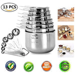 Measuring Spoons and Measuring Cups Set-13Piece, Stainless Steel Measuring Spoons and Cups Set, Including 6-Piece Measuring Spoons and 7-Piece Cups Set, Liquid/Dry Measuring Spoon/Cup Set