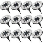 Sunco Lighting 12 Pack Solar Path Lights, Dusk-to-Dawn, Cross Spike Stake for Easy in Ground Install, Solar Powered LED Landscape Lighting - RoHS/CE