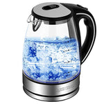 Queen Sense Electric Kettle, 1500W 1.8 Quarts Fast Boiling Glass Water Boiler with LED Indicator Cordless BPA-Free Borosilicate Tea Pot Auto Shut-Off Clear