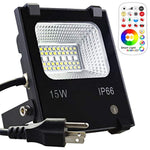 MELPO 15W LED Flood Light Outdoor, Color Changing RGB Floodlight with Remote, 120 RGB Colors, Warm White to Daylight Tunable, IP66 Waterproof, US 3-Plug