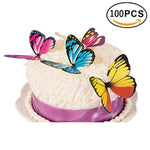 Set of 100 Butterfly Cake & Cupcake Toppers Food Decoration 4 Colour
