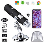 Portable Wireless WiFi Digital Microscope USB 2MP 1080P HD 50x to 1000x Magnification Handheld Endoscope Metal Stand iPhone iPad Android Phone Windows