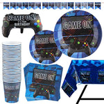 83 Piece Video Gaming Party Supplies Set Including Banner, Plates, Cups, Napkins, Tablecloth, X-Large Joy Stick Controller Balloon - Serves 20