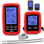 Wireless Meat thermometer - digital grill oven or smoker remote food thermometers, Wireless Accessories for Safe Remote BBQ Grilling, Kitchen Cooking, Smokers and You Can Even Make Candy (Red)