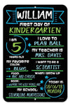 Honey Dew Gifts Large First Day of School Blue and Green Chalkboard Style Photo Prop Tin Sign 12 x 18 inch - Reusable Easy Clean Back to School, Customizable with Liquid Chalk Markers (Not Included)