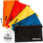 Canvas Tool Pouch with Zipper, 5 Pack, Utility Organization Bags, Heavy Duty Metal Zipper and Carabiner, by Angry Beaver