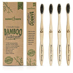 Bamboo Charcoal Toothbrush - Natural Biodegradable And Organic With 100% Eco Friendly BPA Free Bristles Smooth Wood Handle And Zero Waste Packaging - Pack Of 4 Wooden...