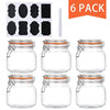 Encheng 25 oz Glass Jars With Airtight Lids And Leak Proof Rubber Gasket,Wide Mouth Mason Jars With Hinged Lids For Kitchen Canisters 750ml, Glass Storage Containers 6 Pack …