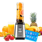 Personal Blender for Shakes and Smoothies - Powerful Drink Mixer with 20 Oz To Go Bottle, Single Use Juicer with Easy One Touch Operation, Great for Sports, Travel, Gym and Office (with Silicone Ice Cube Tray & Bottle