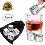 Whisky Ice Cubes Velouer Reusable Stainless Steel Ice Stones for Whiskey, Vodka, Liqueurs, White wine,Beer and All Drinking without Diluting, Best Gift for Father's Day
